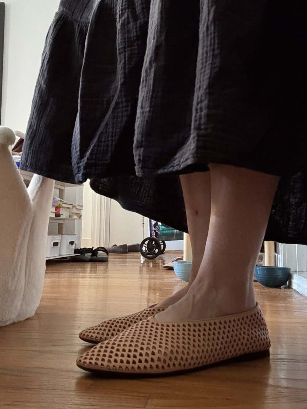 Jeffrey Campbell perforated flats in peach, size 7.5